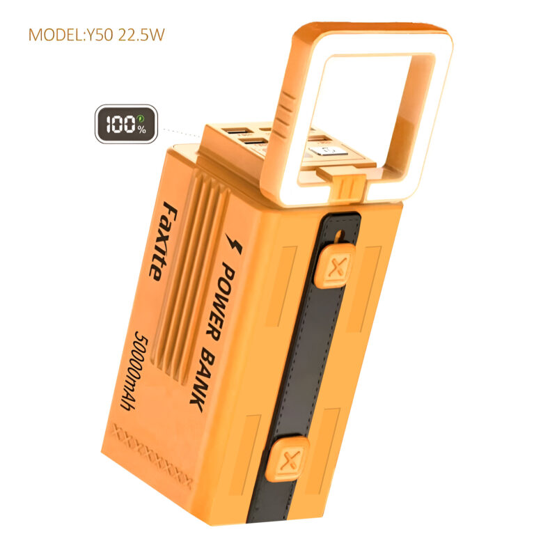 FAXITE Y50 50000MAH 22.5W FAST CHARGING PORTABLE POWER BANK WITH LED LIGHT YELLOW